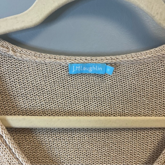 J. McLaughlin Sweater Havana Yarn Beige V-Neck Knit Sz M EUC - Picture 4 of 10